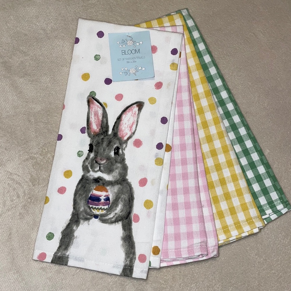 Easter Bunny And Gingham Kitchen Towel Set